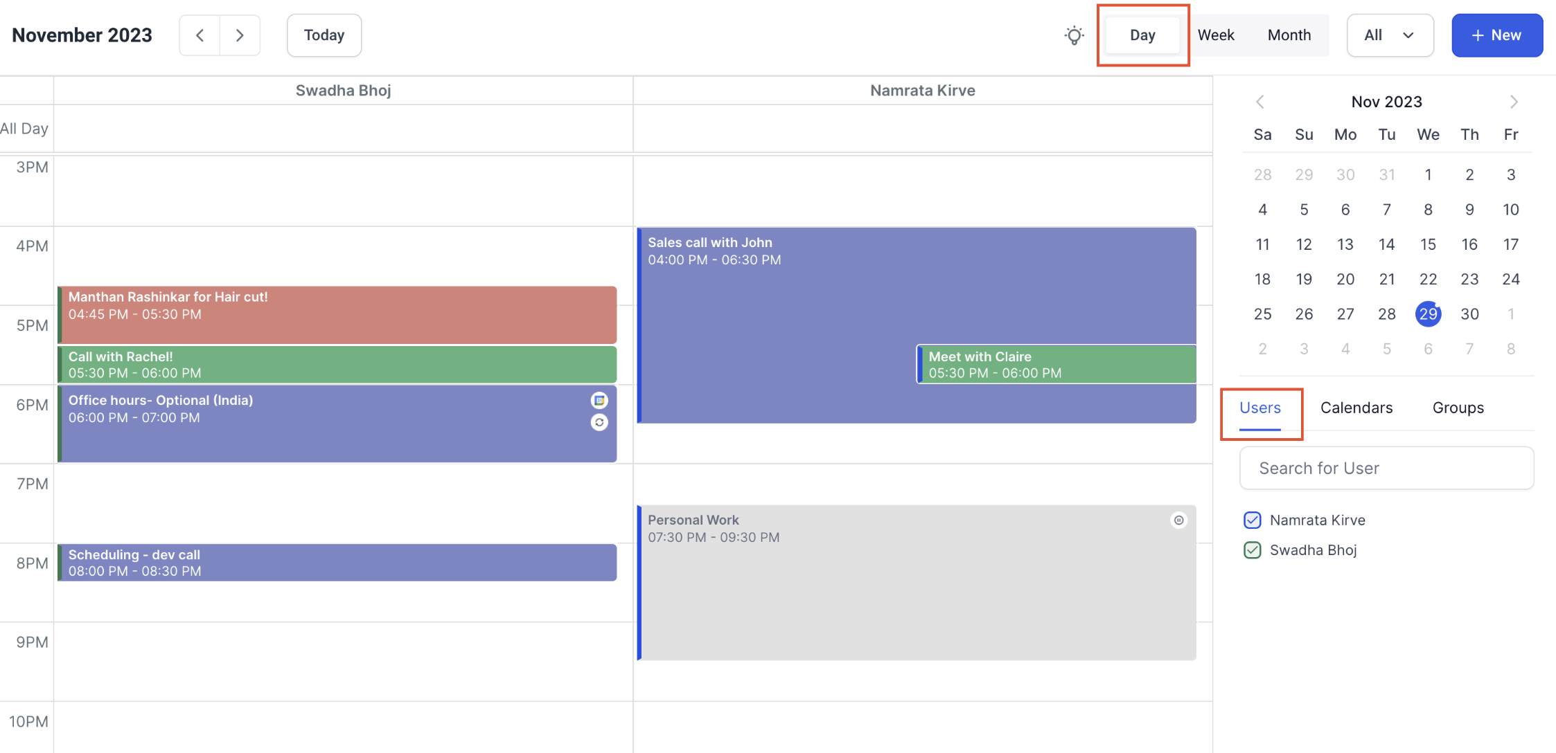 Actual HighLevel booking calendar screen
